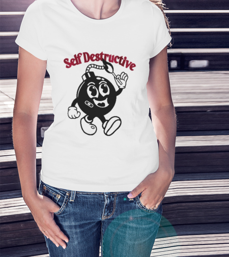 Self Destructive Cartoon Bomb Character With Happy Face T-Shirt