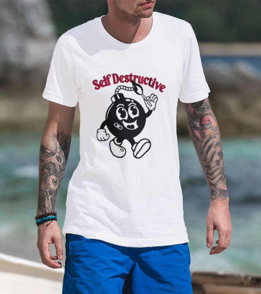Self Destructive Cartoon Bomb Character With Happy Face T-Shirt