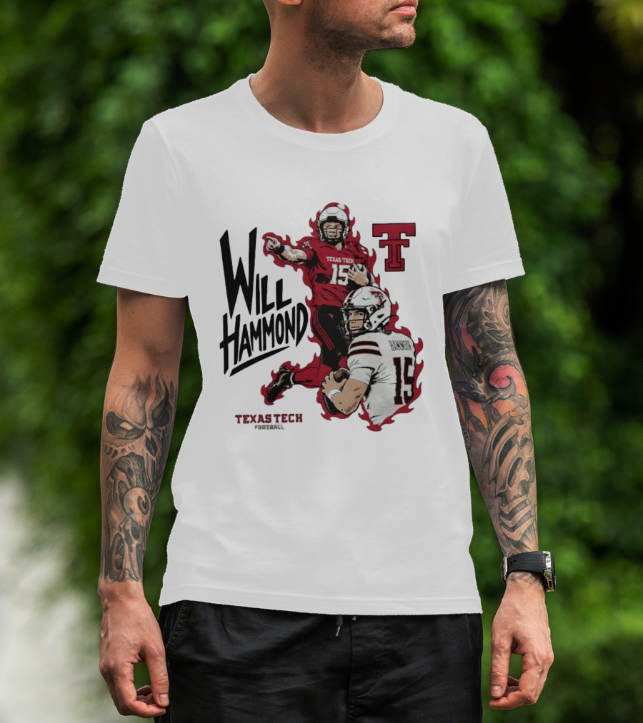 Texas Tech Red Raiders No 15 Will Hammond Football Player Collage T-Shirt