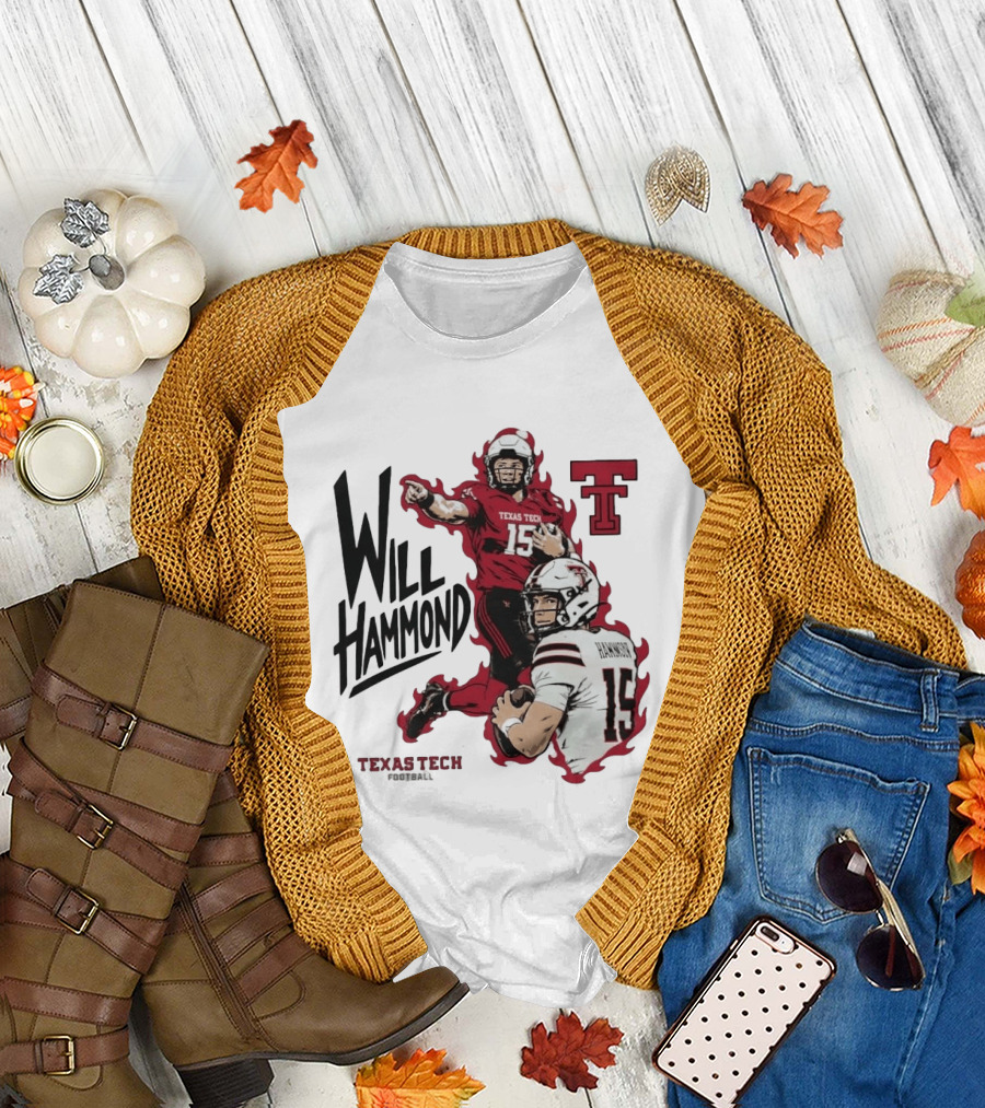 Texas Tech Red Raiders No 15 Will Hammond Football Player Collage T-Shirt