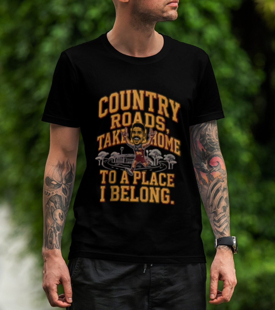 Brisbane Lions Charlie Cameron Country Roads Take Me Home To A Place I Belong T-Shirt