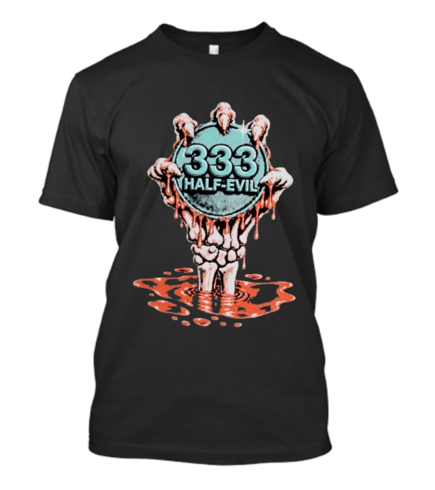 333 Half Evil Skeleton Hands Bloody Coin T-Shirt