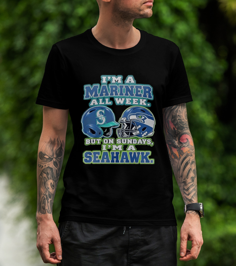 I'm A Mariner All Week But On Sundays I'm A Seahawk Football Helmet T-Shirt