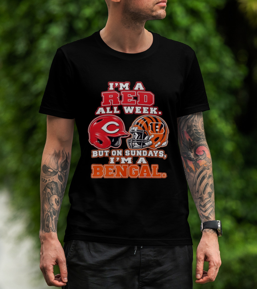 I'm A Red All Week But On Sundays I'm A Bengal Football Helmet And Baseball Helmet T-Shirt
