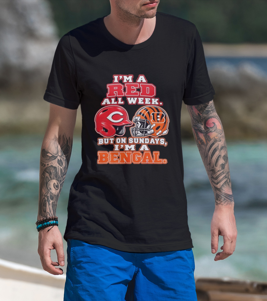 I'm A Red All Week But On Sundays I'm A Bengal Football Helmet And Baseball Helmet T-Shirt