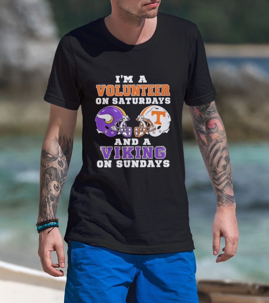 I'm A Volunteer On Saturdays And A Viking On Sundays Football Helmets T-Shirt