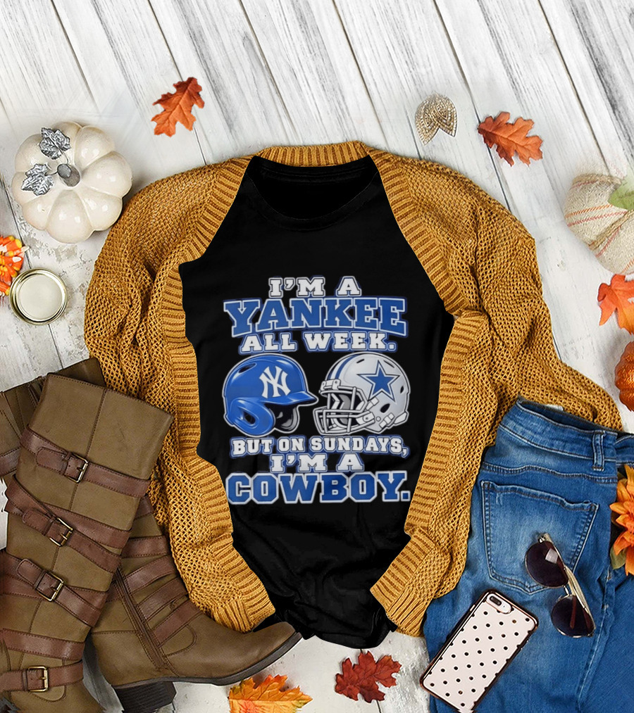 Yankee All Week But On Sundays Dallas Cowboy Football Fan T-Shirt