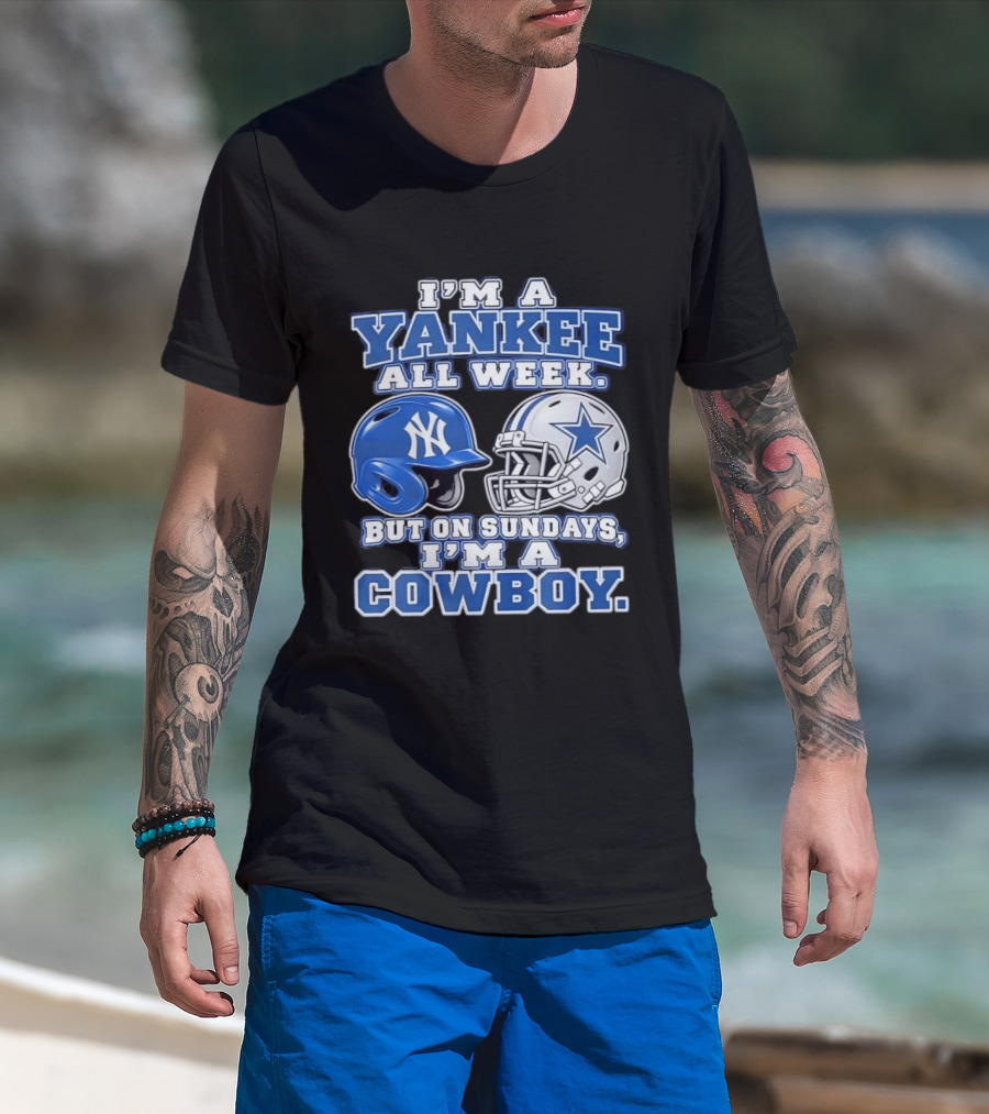 Yankee All Week But On Sundays Dallas Cowboy Football Fan T-Shirt