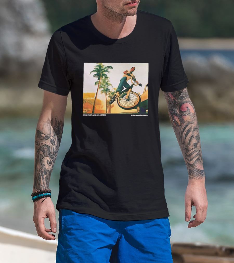 Grand Theft Auto San Andreas Rockstar Games Bicycle Scene T-Shirt