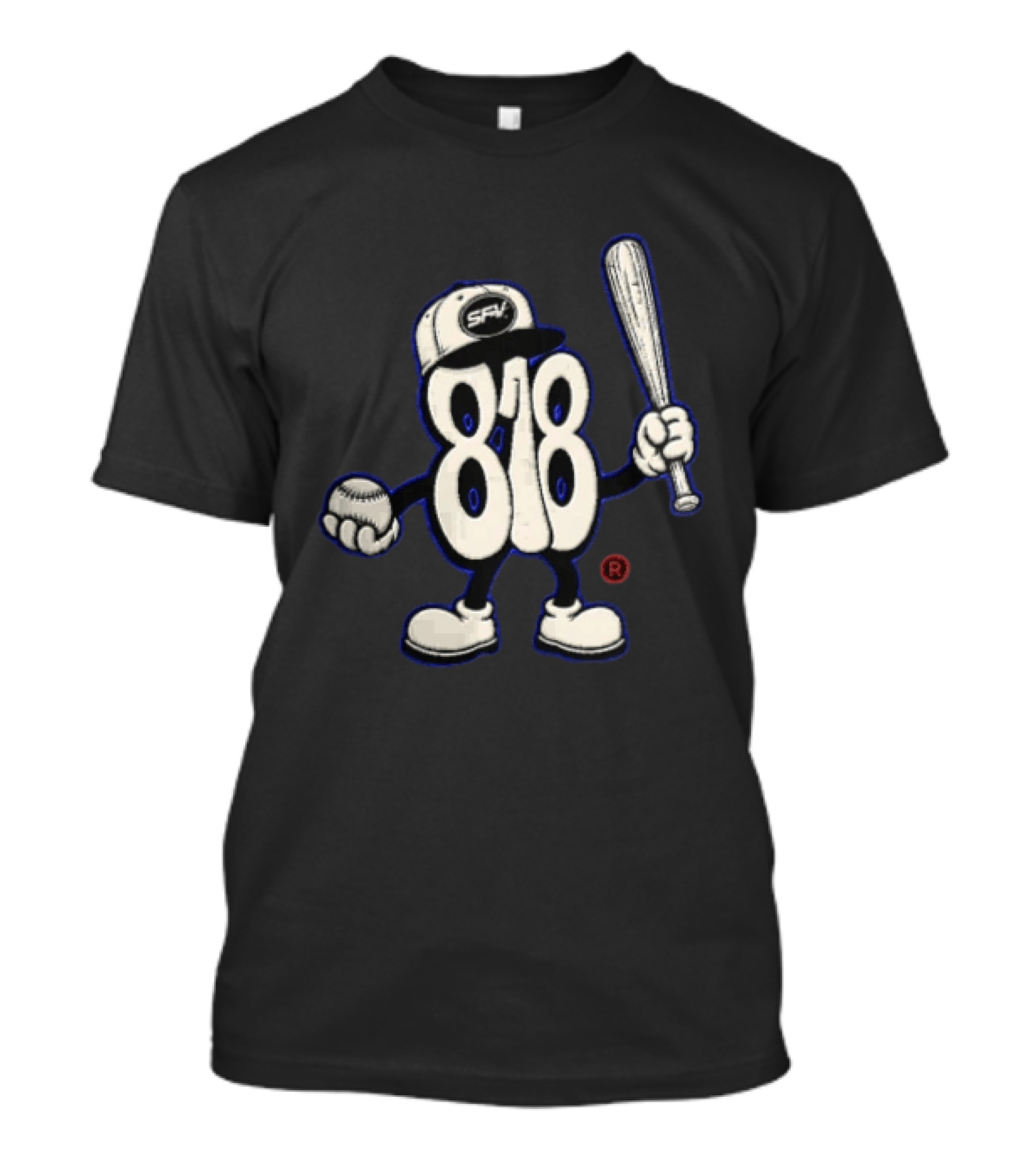 SFV 818 Character Baseball Cap Holding Bat And Ball T-Shirt