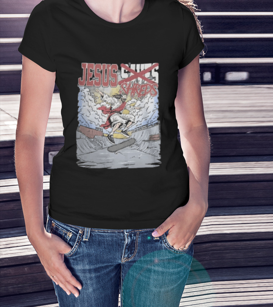 Jesus Shreds Skateboarding Ramp Savior Extreme Sports T-Shirt