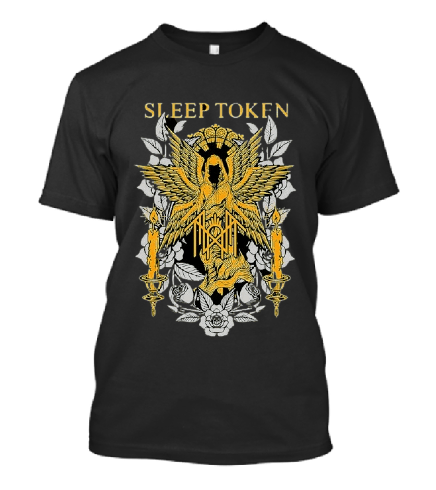 Sleep Token Angelic Golden Ascendant With Candles And Roses T-Shirt