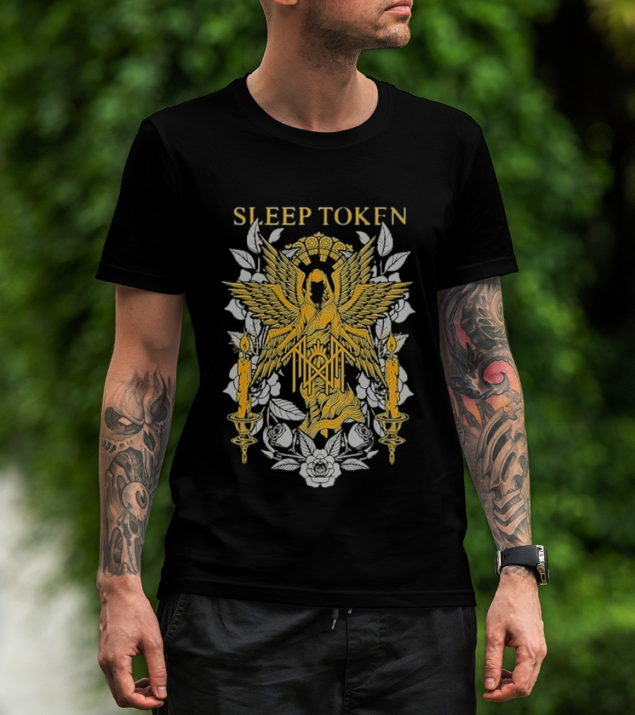 Sleep Token Angelic Golden Ascendant With Candles And Roses T-Shirt