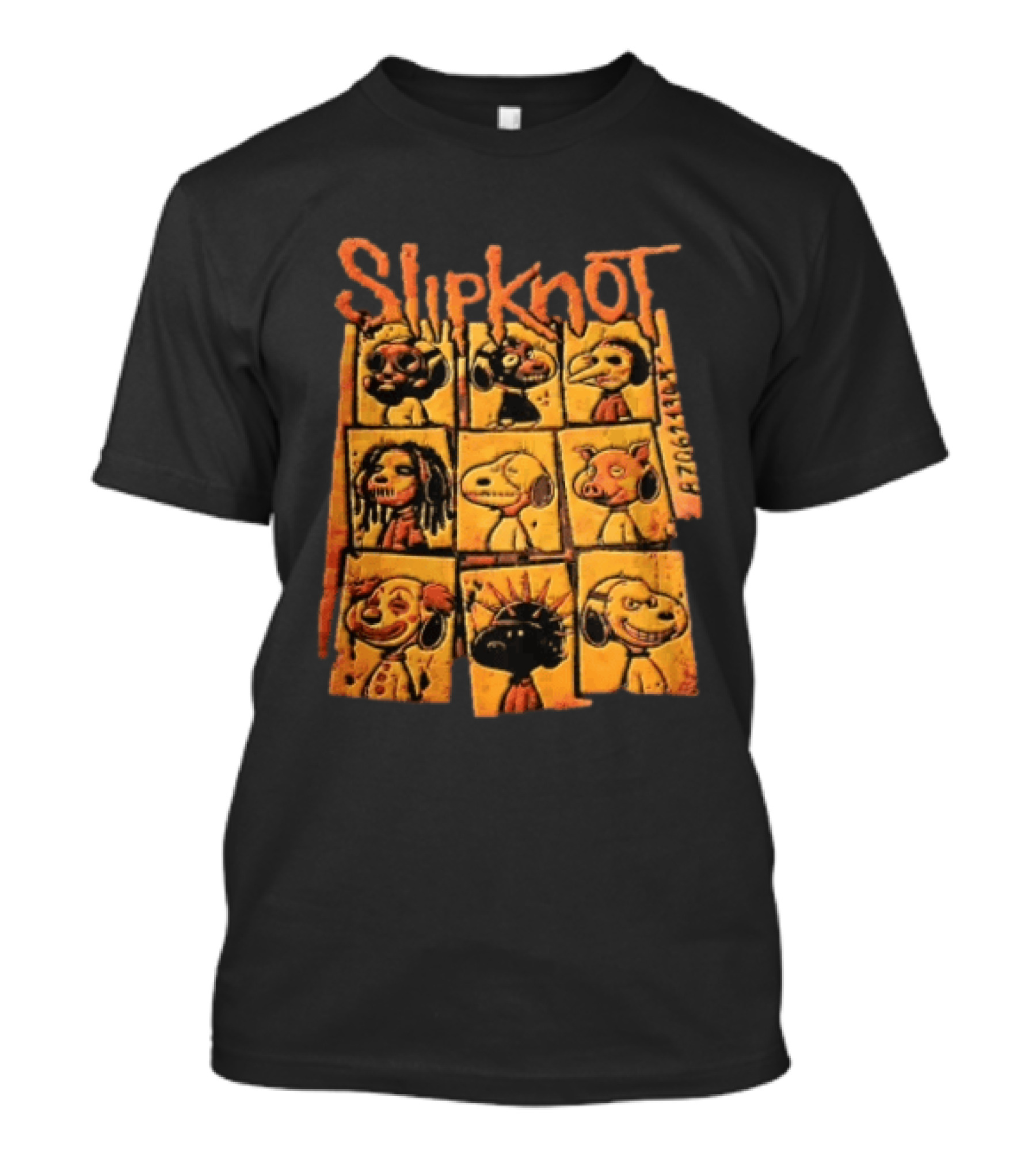 Slipknot Characters In Panels With Numbers And Cartoon Faces T-Shirt