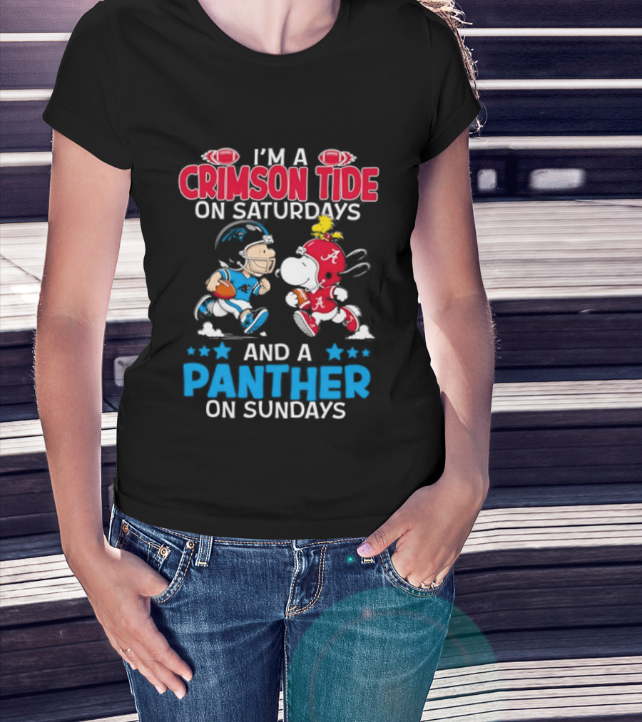 I'm A Crimson Tide On Saturdays And A Panther On Sundays Snoopy And Charlie Brown T-Shirt