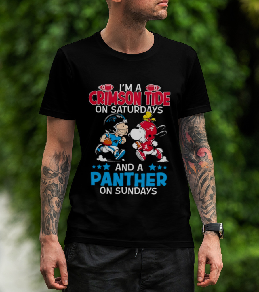 I'm A Crimson Tide On Saturdays And A Panther On Sundays Snoopy And Charlie Brown T-Shirt