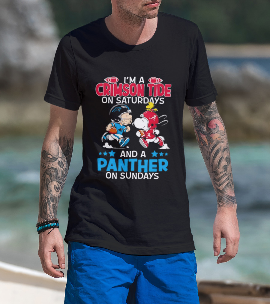 I'm A Crimson Tide On Saturdays And A Panther On Sundays Snoopy And Charlie Brown T-Shirt