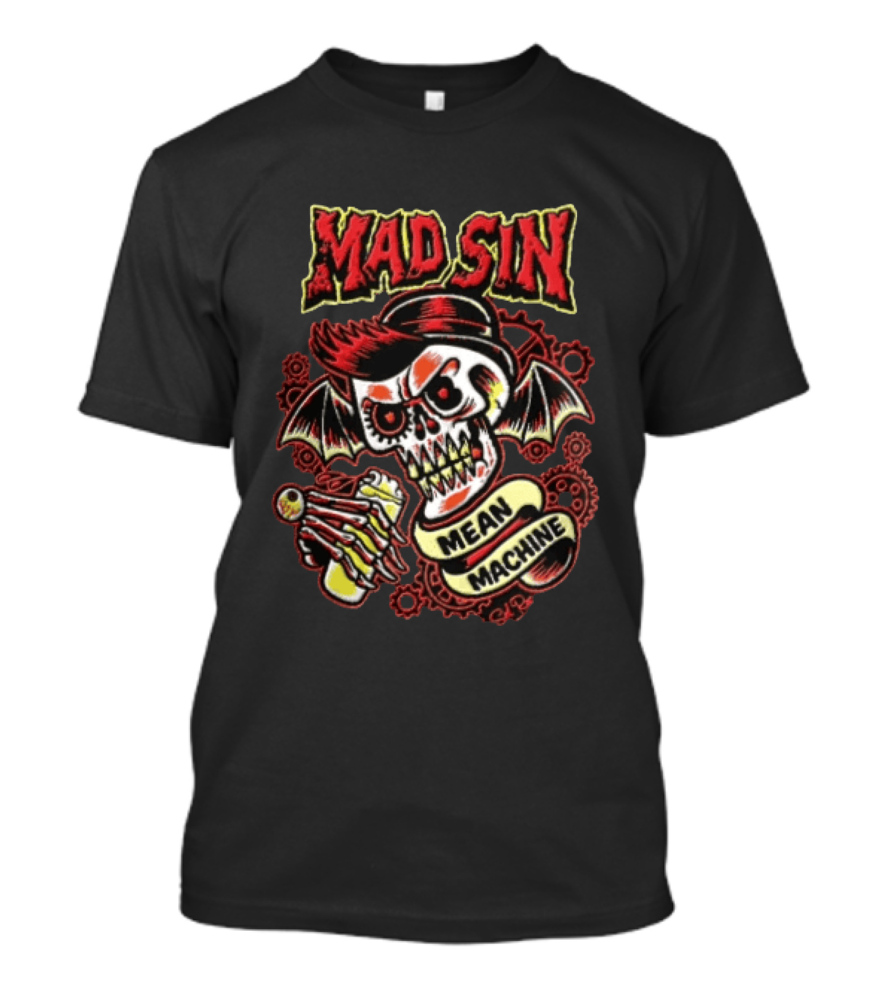 Mad Sin Mean Machine Skull Skeleton Beer T-Shirt