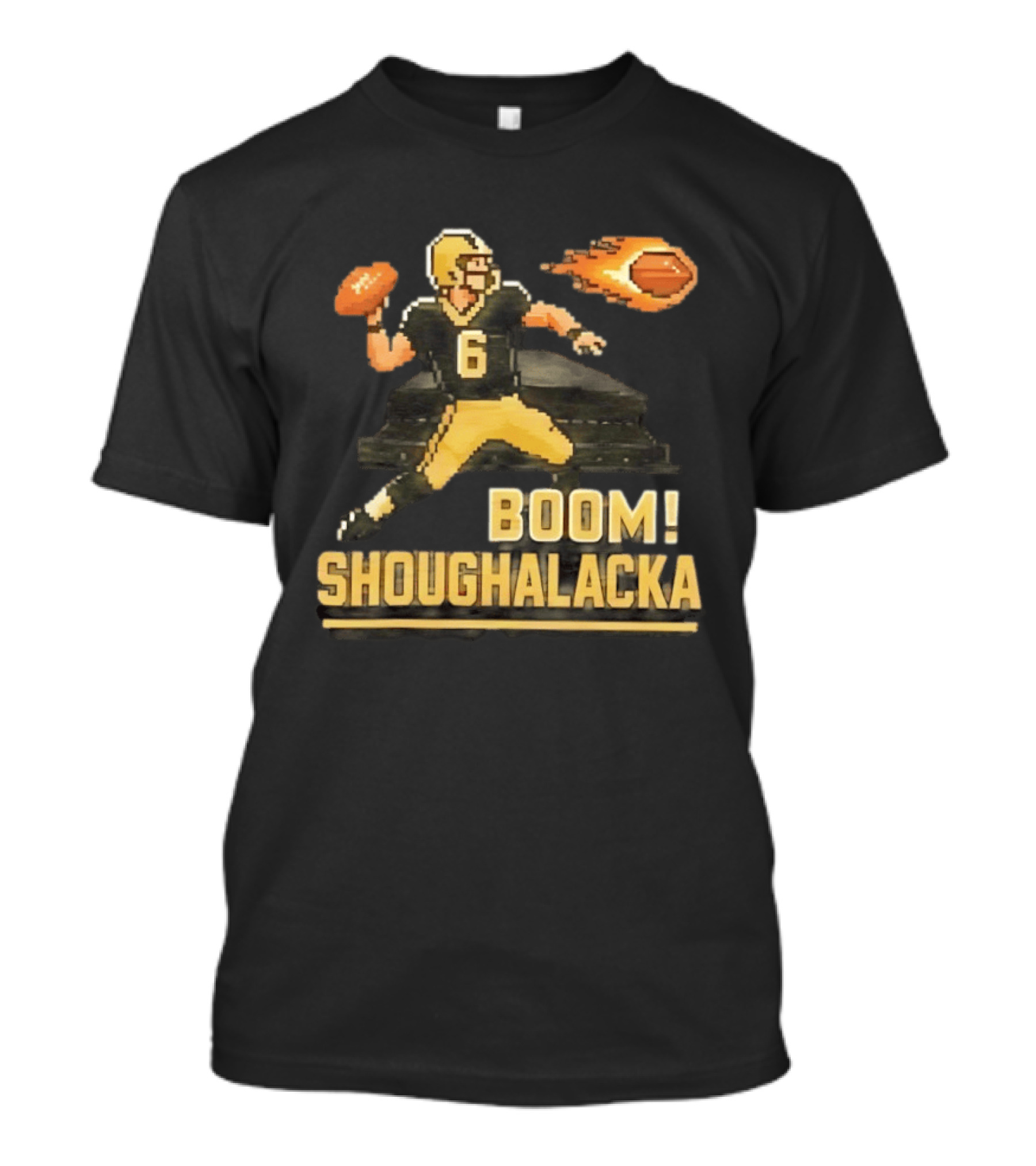 New Orleans Saints Boom Shoughalacka Pixel Art Throwback Football Player T-Shirt