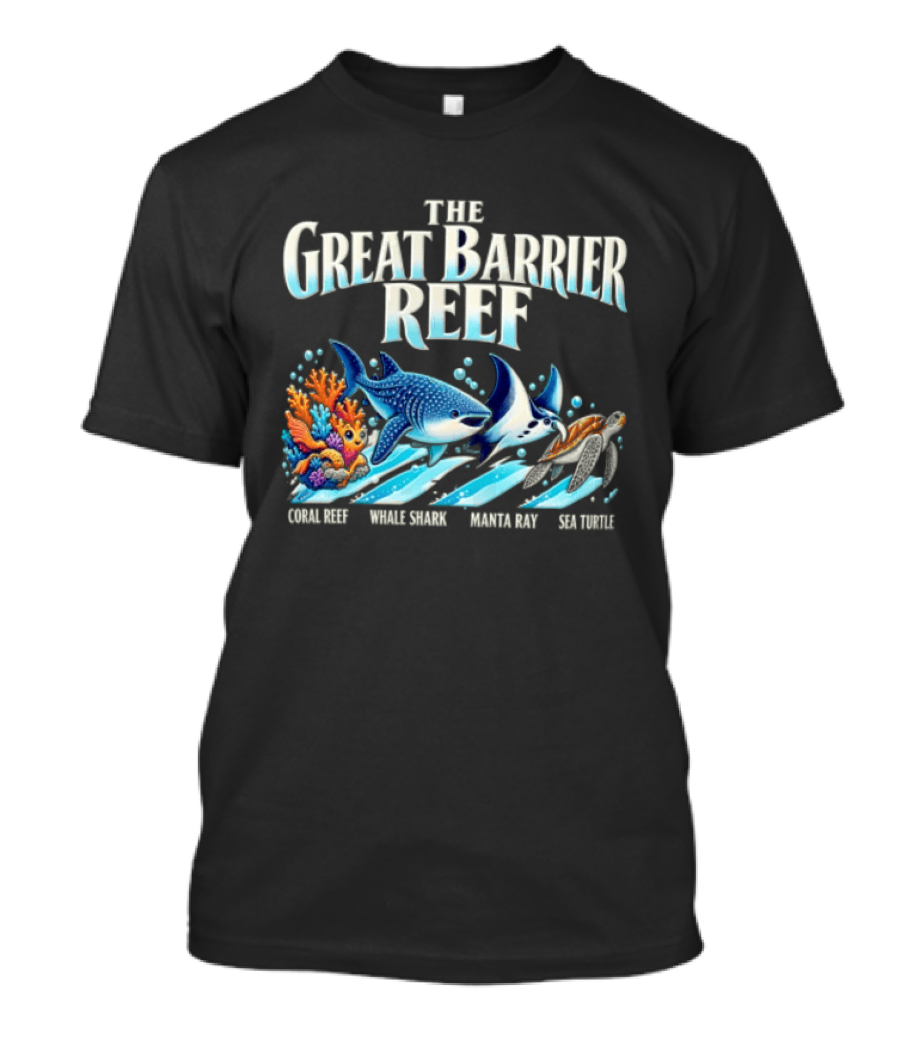 The Great Barrier Reef Coral Reef Whale Shark Manta Ray Sea Turtle Ocean Wildlife T-Shirt