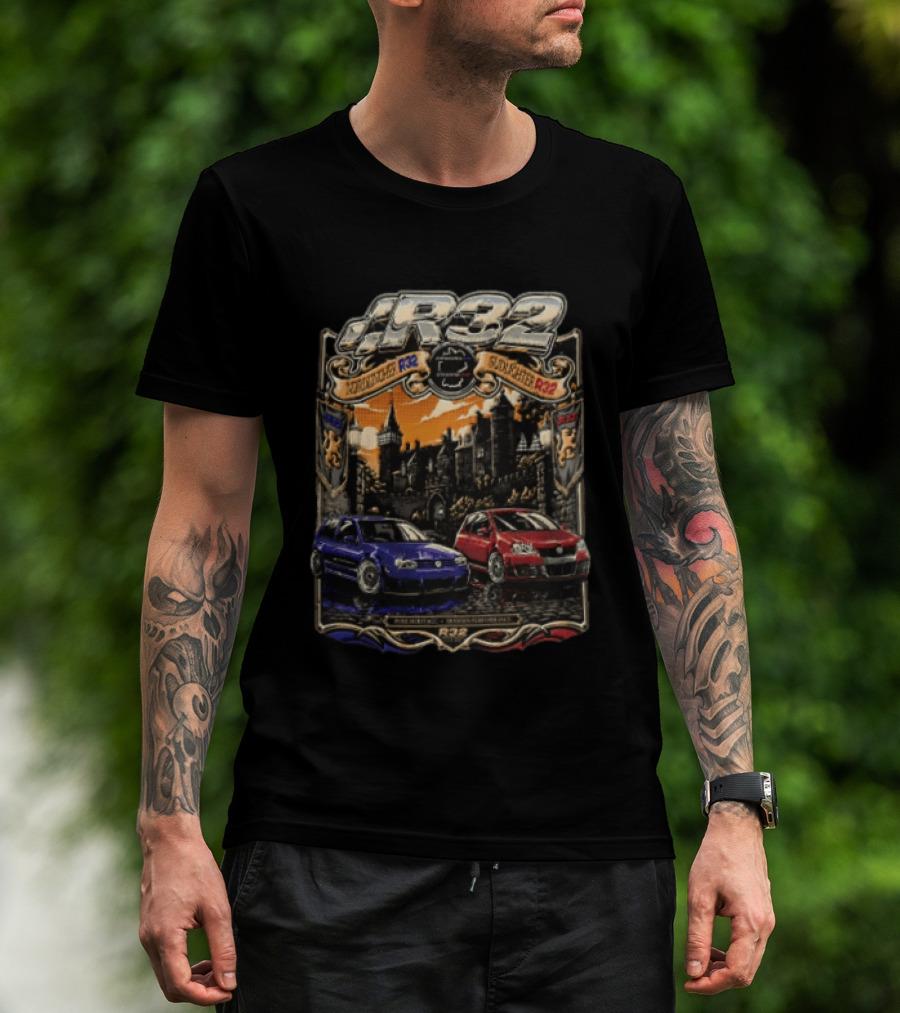 R32 Sudlichter Nordlichter Castle Blue Car Red Car Pure Heritage Modern Performance T-Shirt