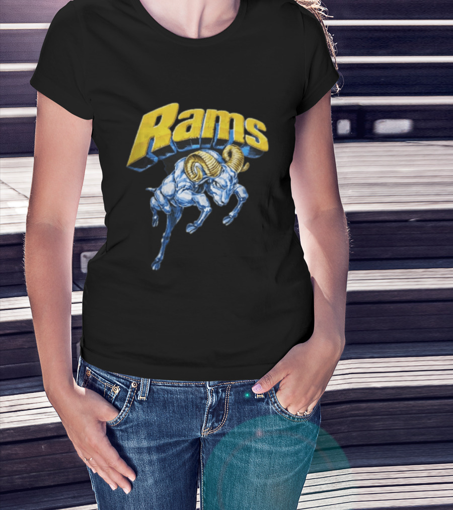 Rams Blue Bull Charging With Golden Horns Majestic Power T-Shirt