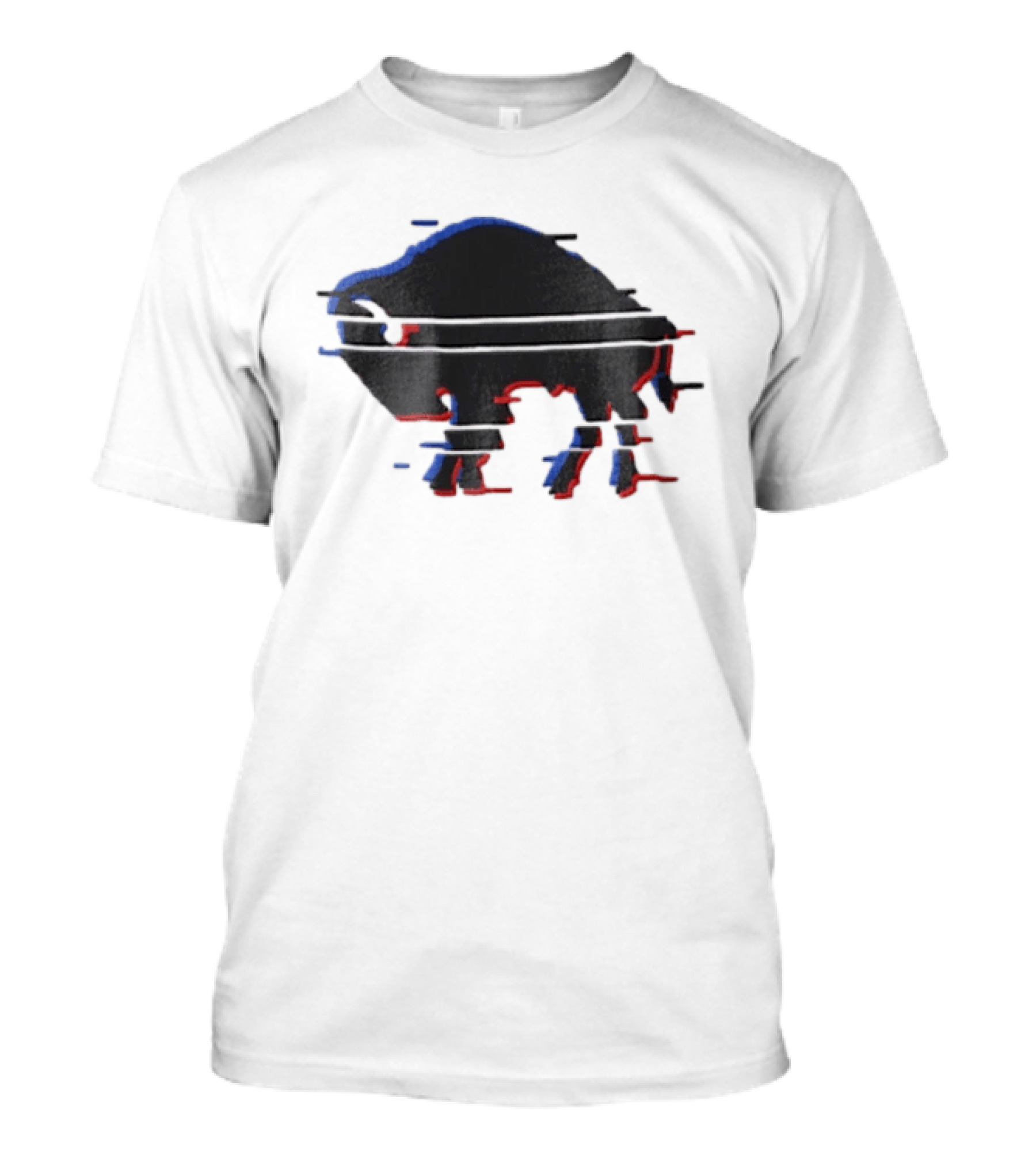Buffalo Glitch Effect Blue Red Overlay Optical Illusion T-Shirt