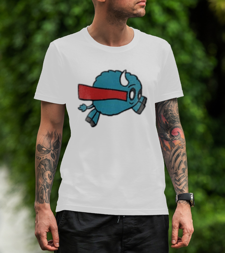 Buffalo Superhero With Red Cape Flying Action T-Shirt