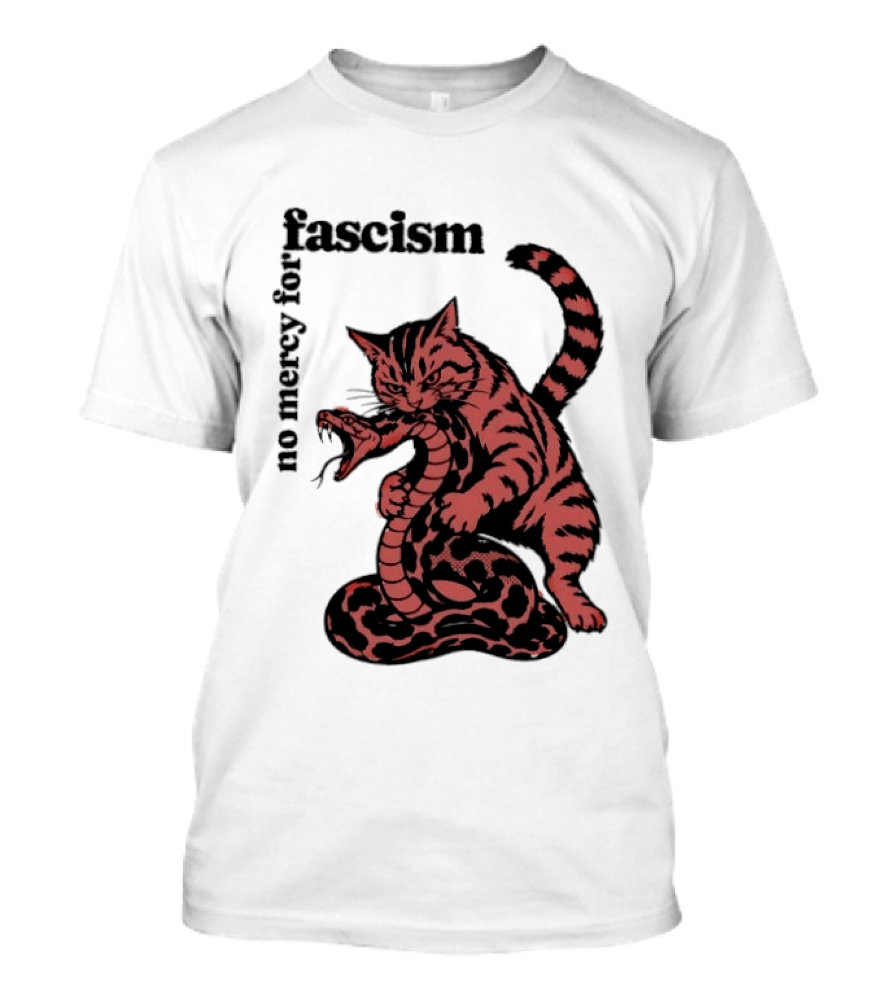 No Mercy For Fascism Cat And Snake T-Shirt