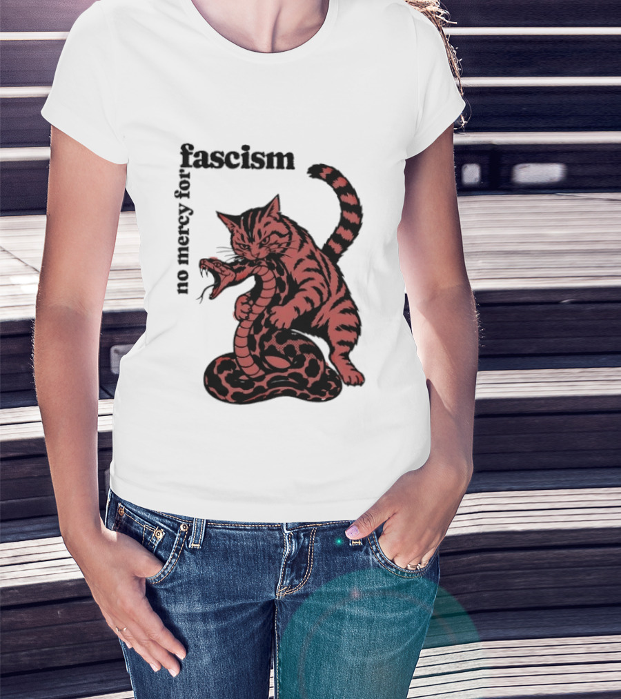 No Mercy For Fascism Cat And Snake T-Shirt