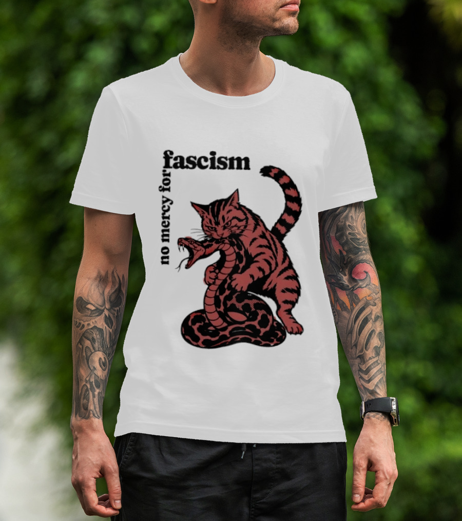 No Mercy For Fascism Cat And Snake T-Shirt