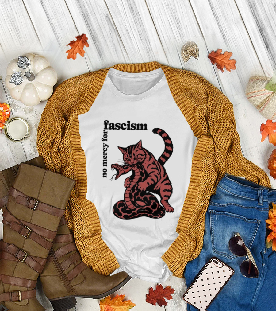 No Mercy For Fascism Cat And Snake T-Shirt