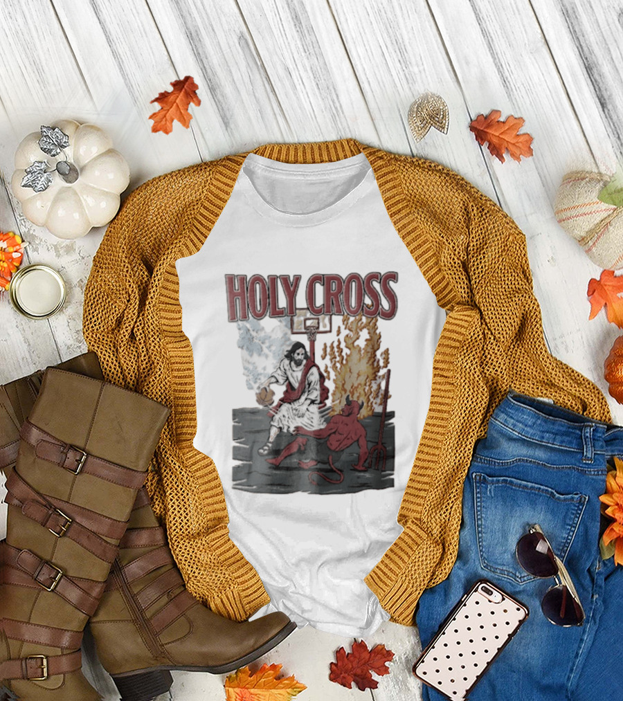 Holy Cross Basketball Player Versus Devil Duel T-Shirt