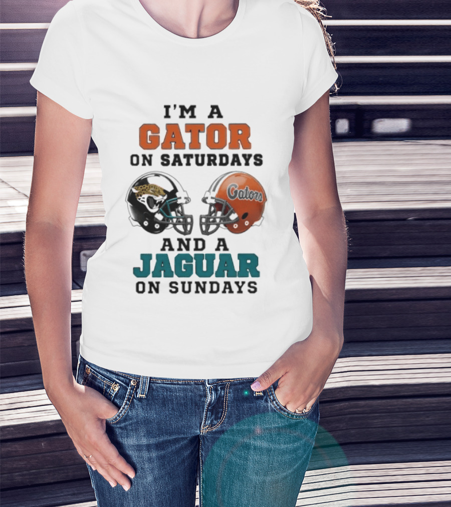 I'm A Gator On Saturdays And A Jaguar On Sundays Football Fan Phrase Helmet T-Shirt