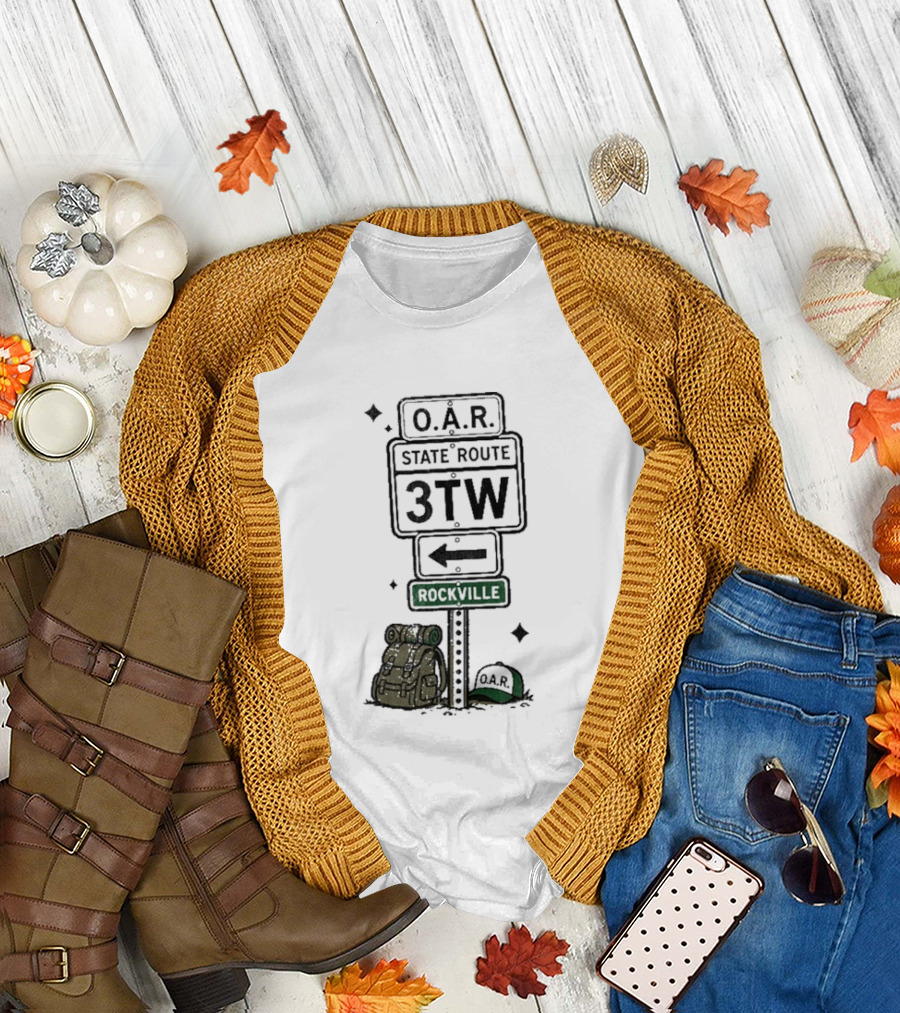 O.A.R. State Route 3TW Rockville Road Sign Backpack Adventure T-Shirt