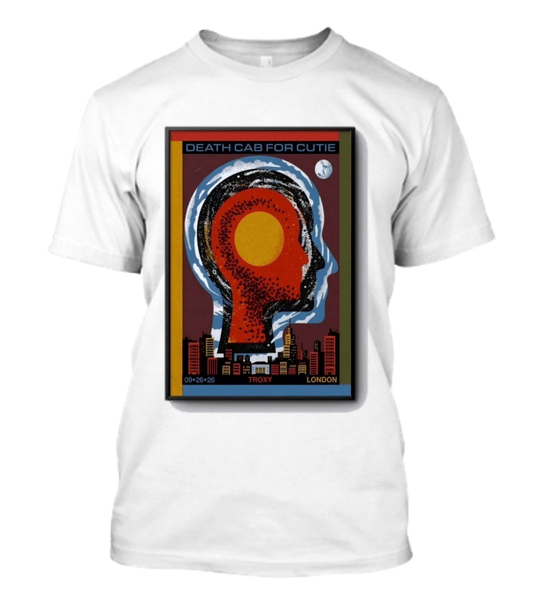 Death Cab For Cutie Troxy London 09.26.26 Concert Urban Skyline And Moon T-Shirt