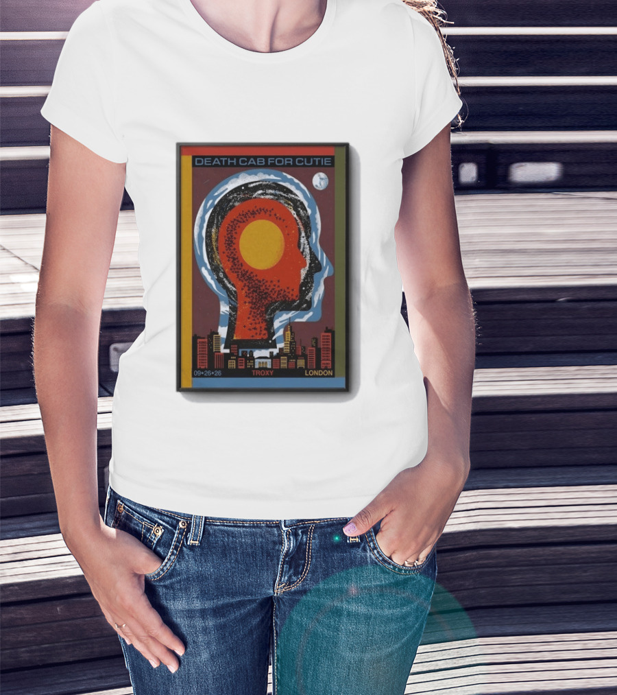 Death Cab For Cutie Troxy London 09.26.26 Concert Urban Skyline And Moon T-Shirt