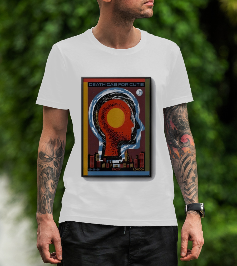 Death Cab For Cutie Troxy London 09.26.26 Concert Urban Skyline And Moon T-Shirt