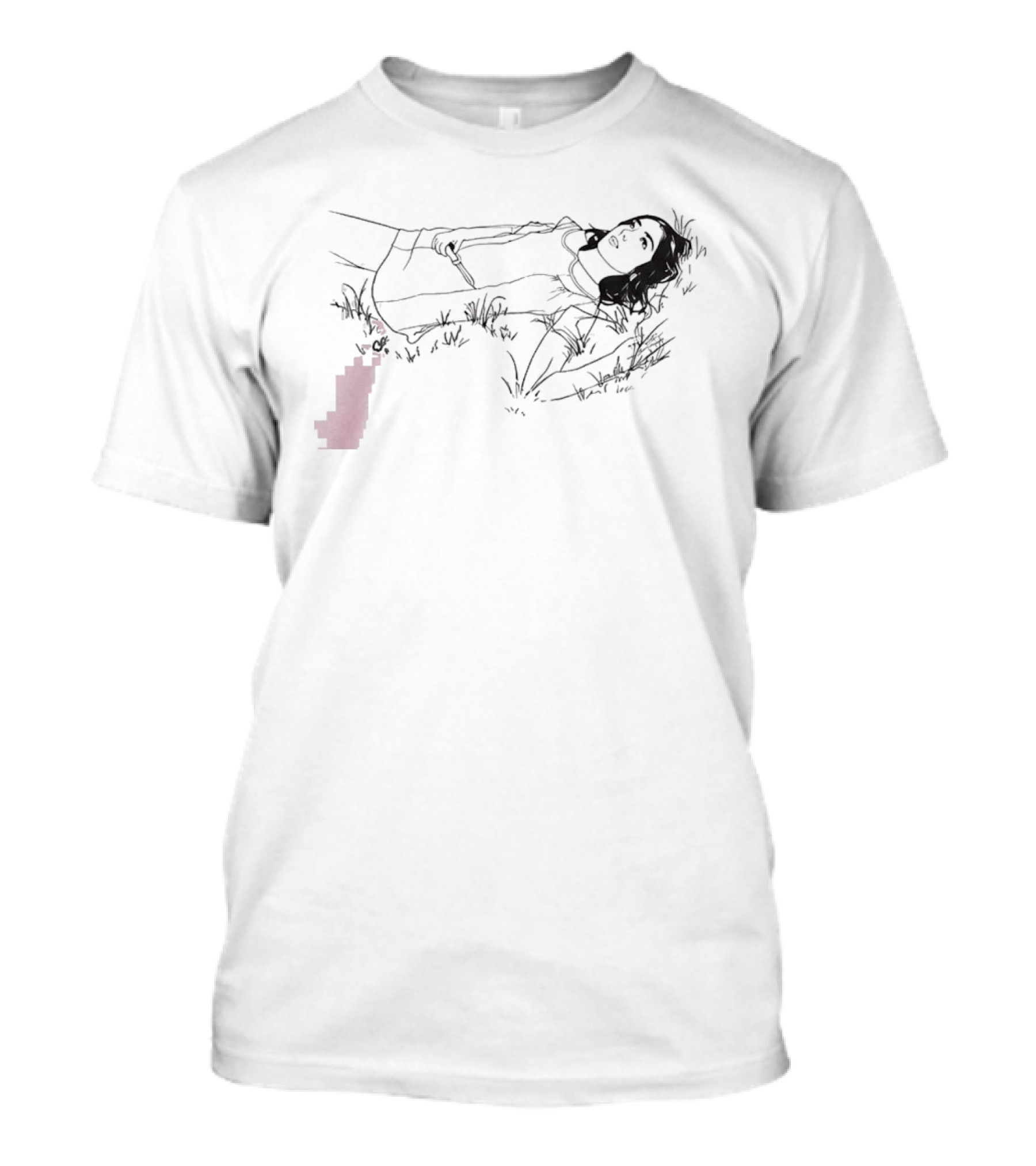 The Unraveled Tour Olivia Rodrigo Knife Graphic Line Art Lying In Grass T-Shirt