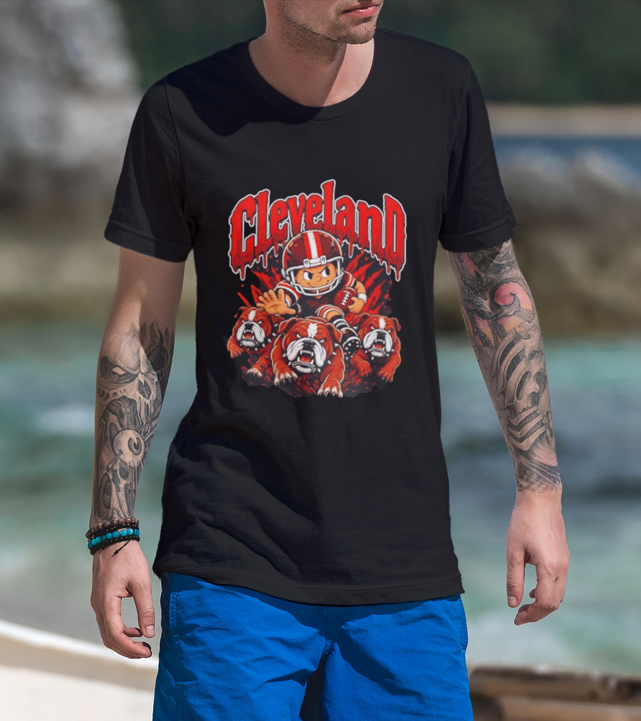 Cleveland Browns Bulldog Football Cartoon Vintage Style 2026 T-Shirt