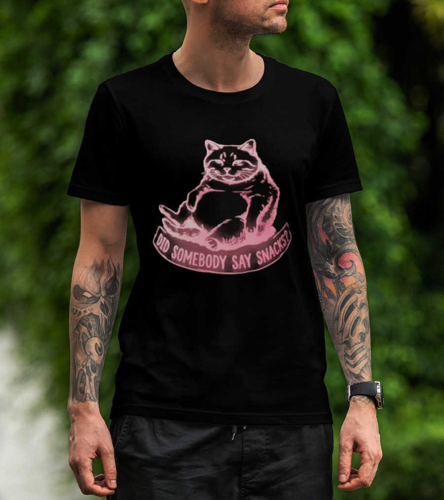 Did Somebody Say Snacks Fat Cat Neon Sitting T-Shirt