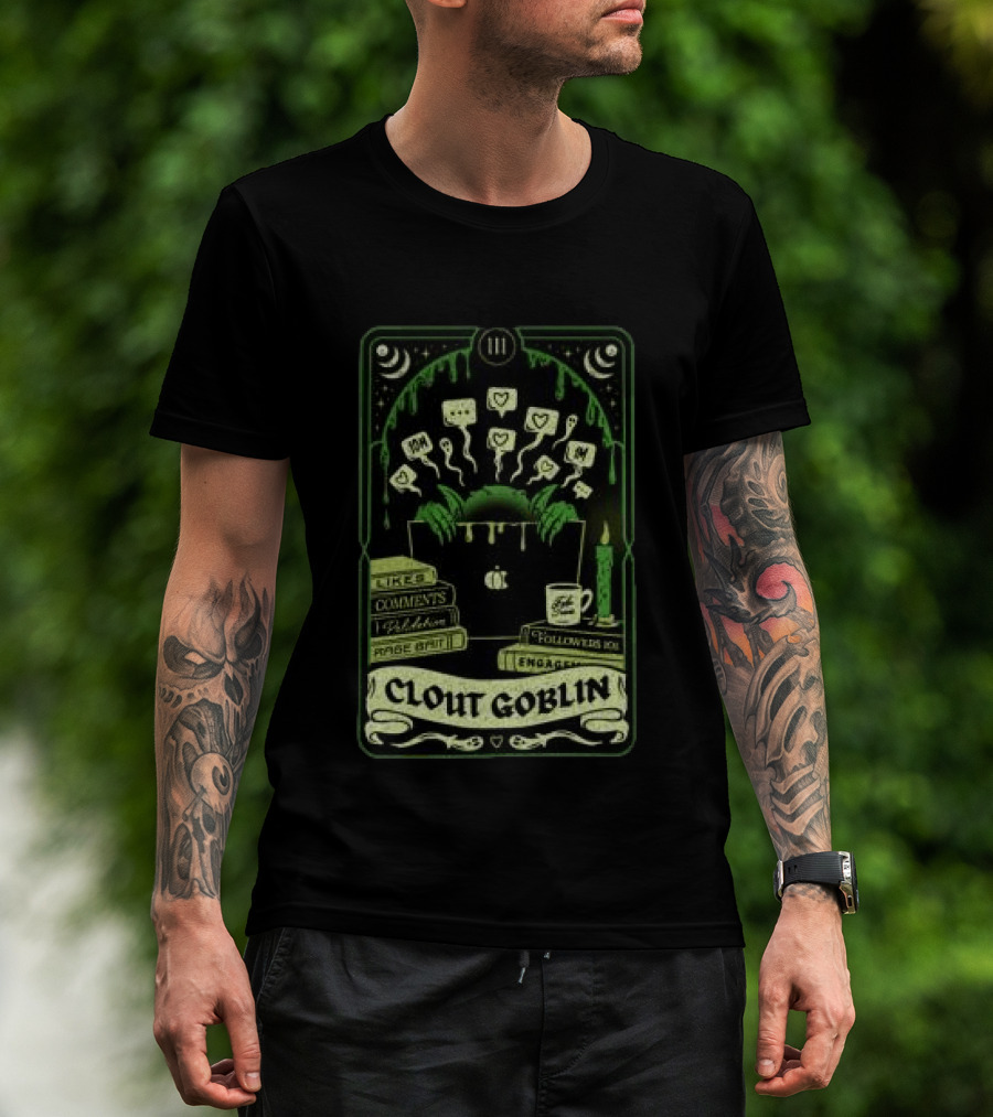 Do We Know Them Clout Goblin Tarot Card Style Social Media Icons And Keywords T-Shirt