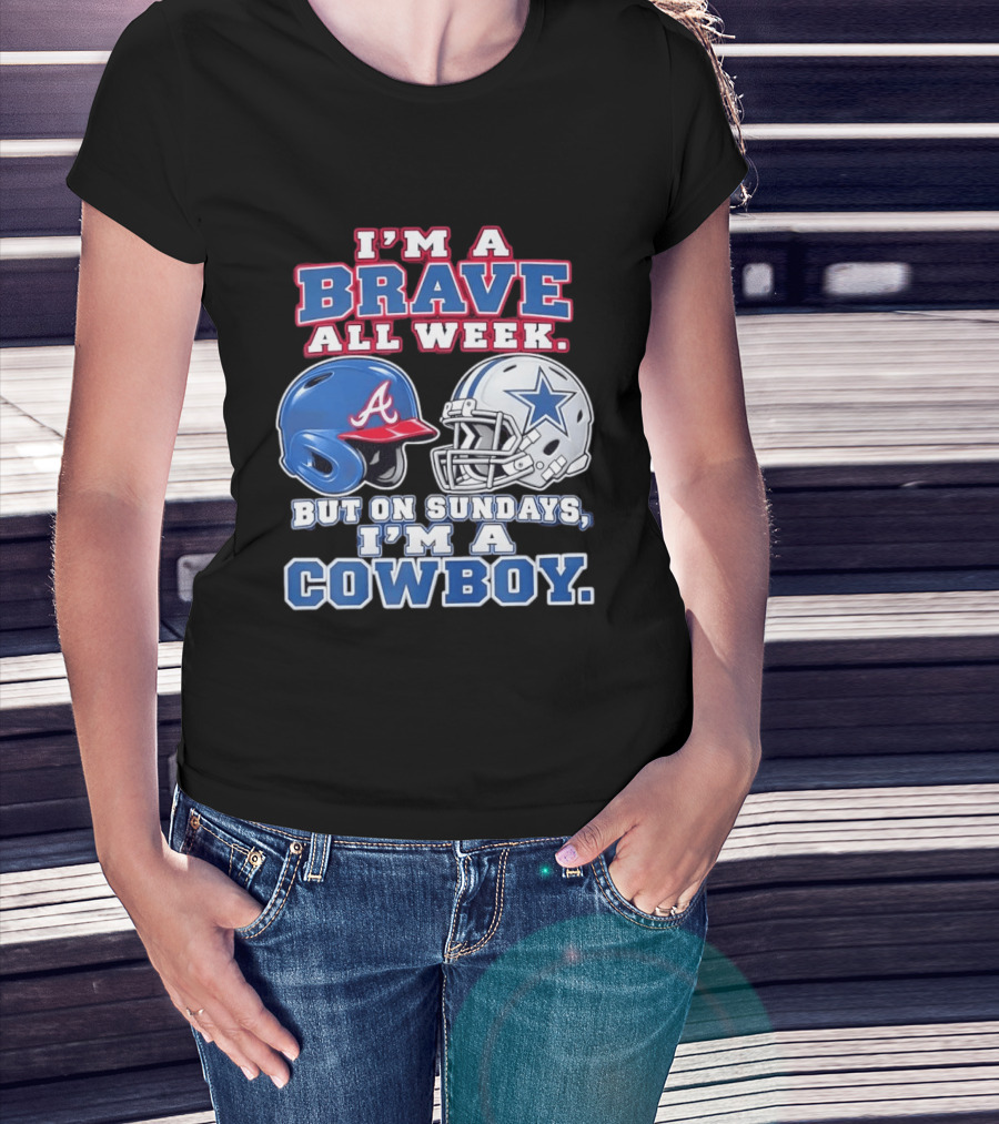 I'm A Brave All Week But On Sundays I'm A Cowboy Helmet Combination T-Shirt
