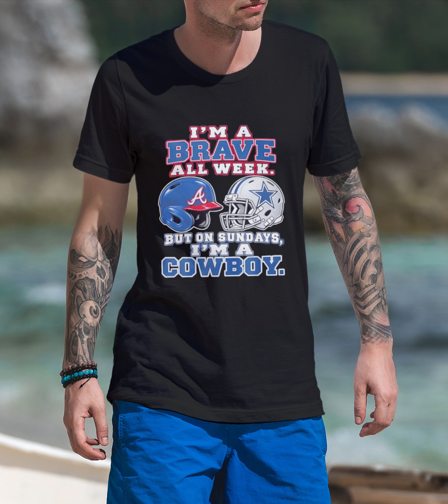 I'm A Brave All Week But On Sundays I'm A Cowboy Helmet Combination T-Shirt