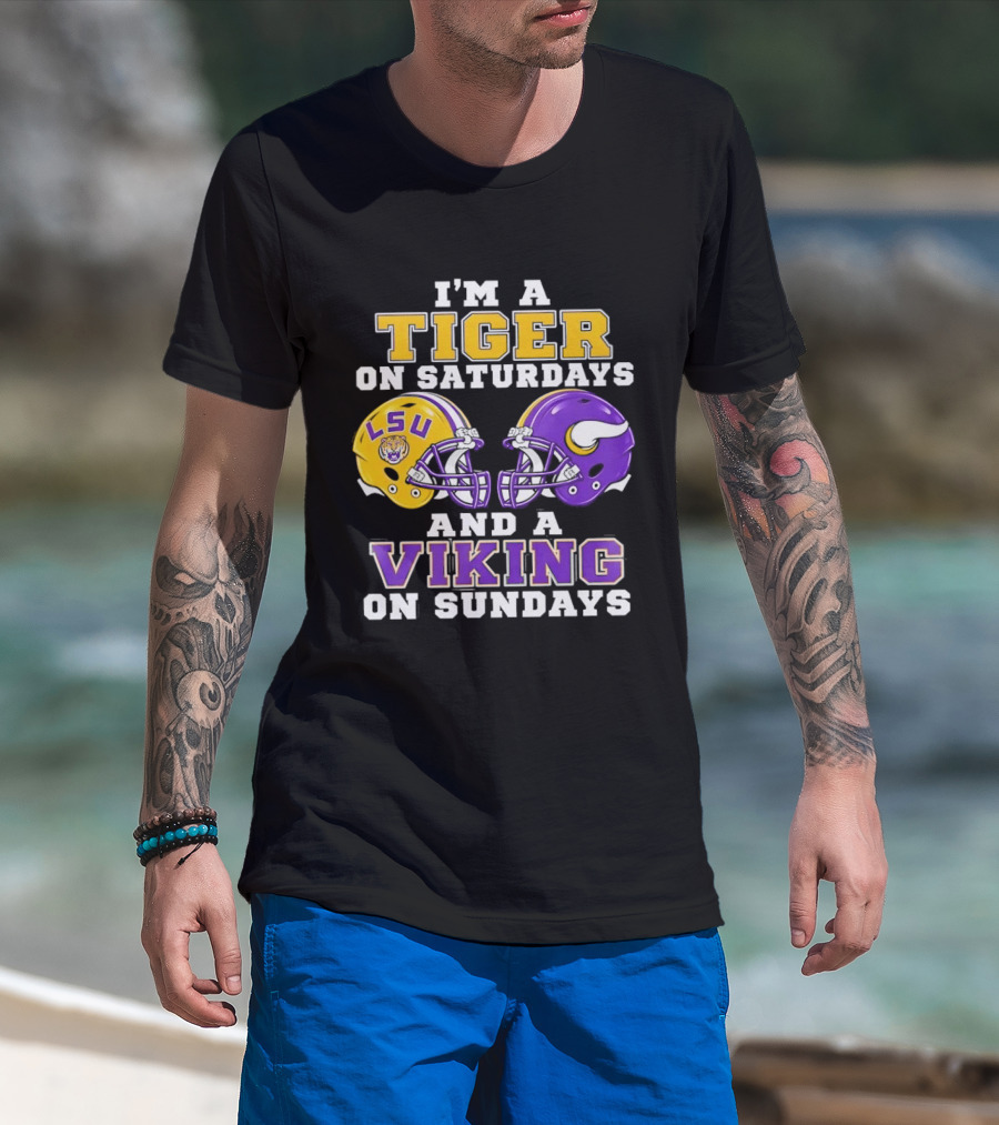LSU Tiger Saturdays And Viking Sundays Football Fan T-Shirt