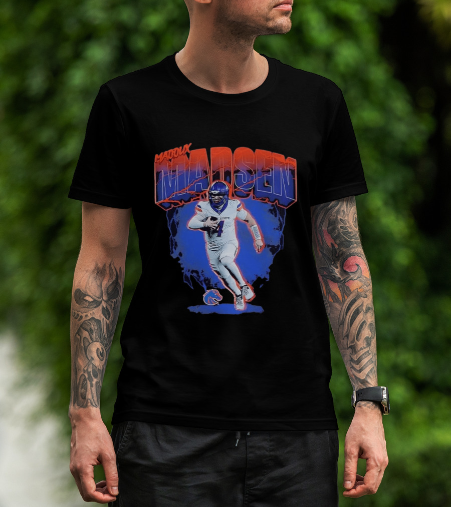 Boise State Broncos Maddux Madsen Lightning Collage NCAA Football T-Shirt