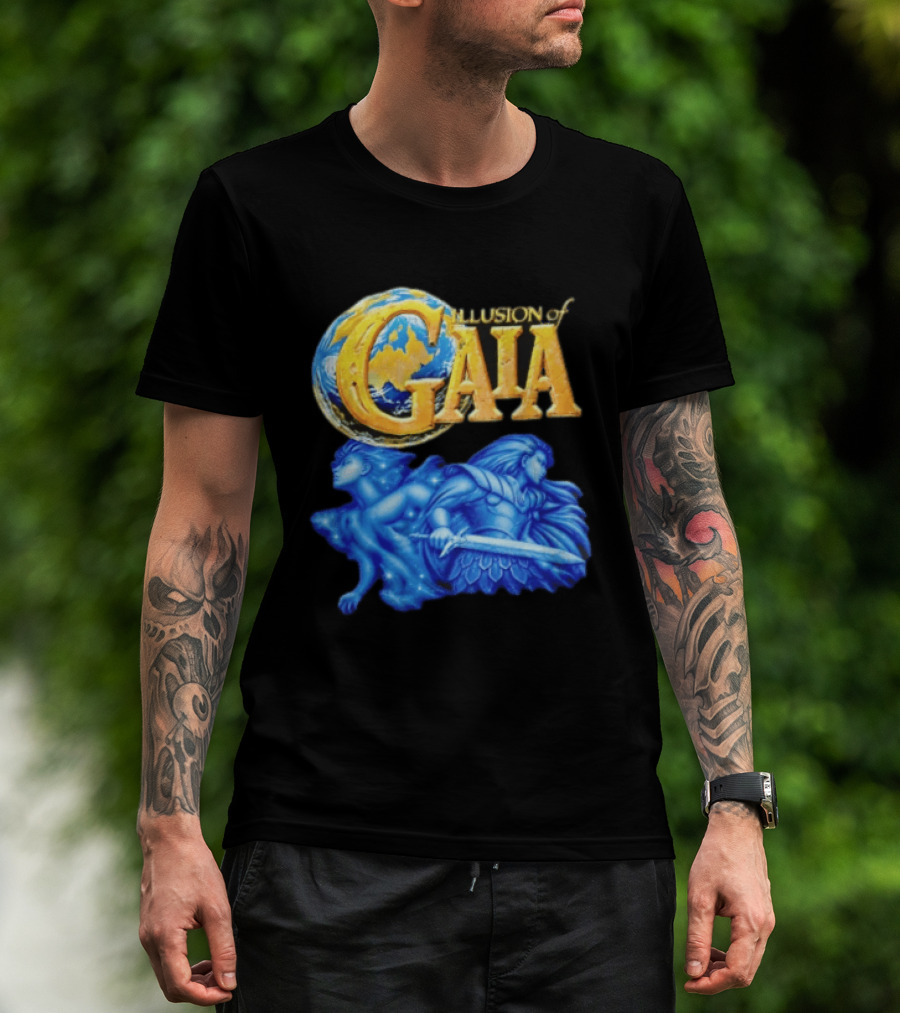 Illusion Of Gaia Earth Globe Blue Figures Sword T-Shirt