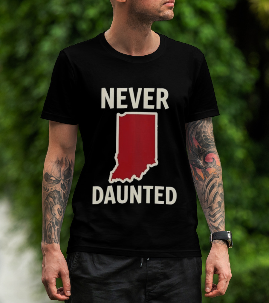 Never Daunted Indiana State Red Map T-Shirt
