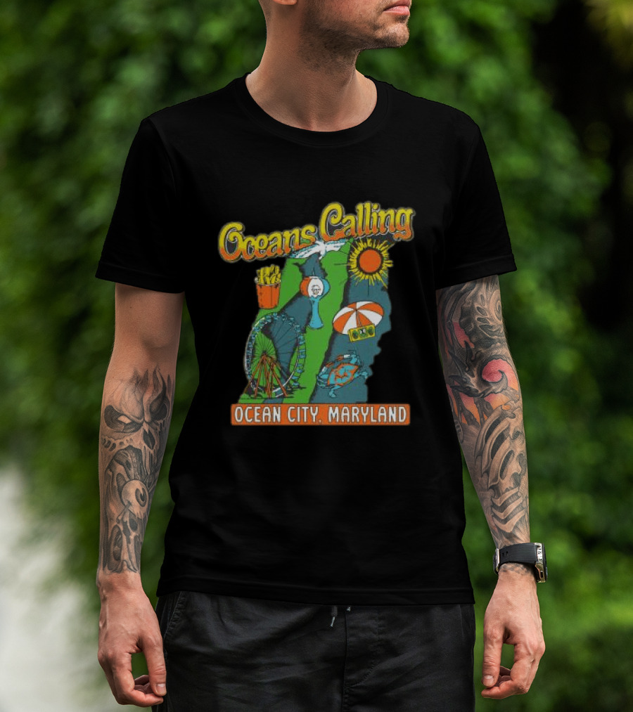 Oceans Calling Ocean City Maryland Festival Map Lineup T-Shirt