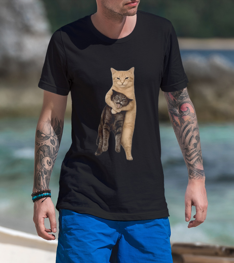 Orange Cat Hugging Grey Cat T-Shirt